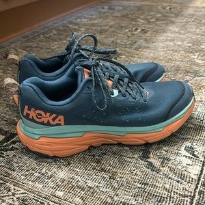 Blue and Pink/Orange Hoka Challengers Size 7 women’s